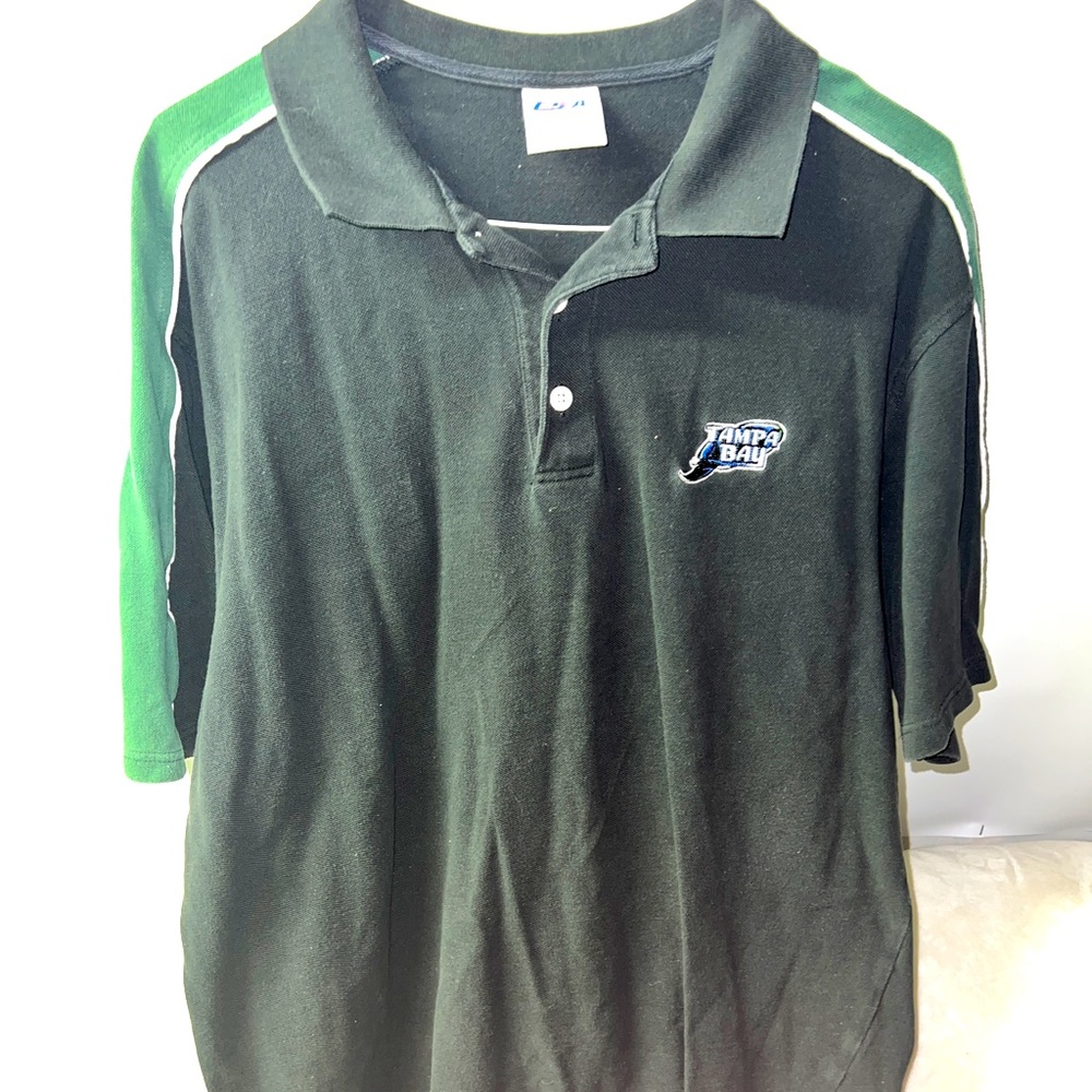 Vintage 90s Tampa Bay Devil Rays striped sleeve CSA polo golf shirt size XL